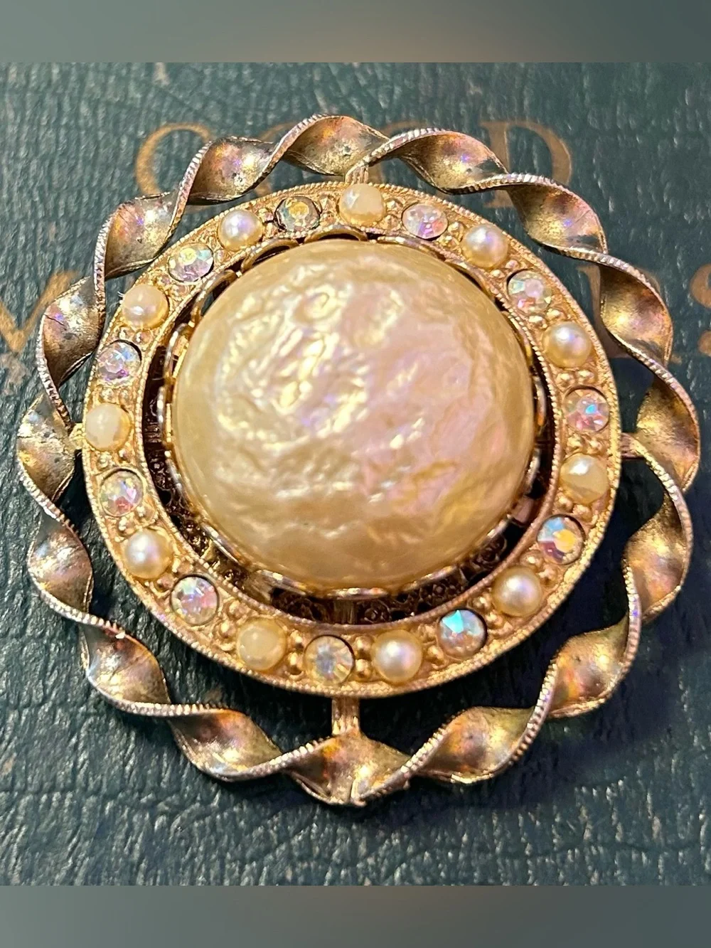 Miriam Haskell Vintage Baroque Faux Pearl Brooch Unsigned
